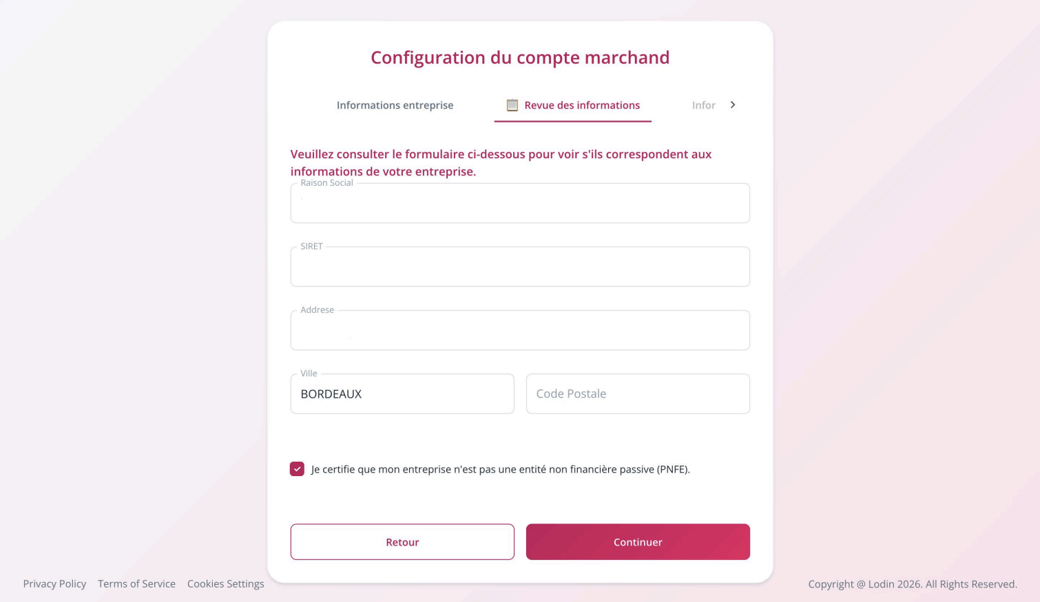 Vérifier les informations